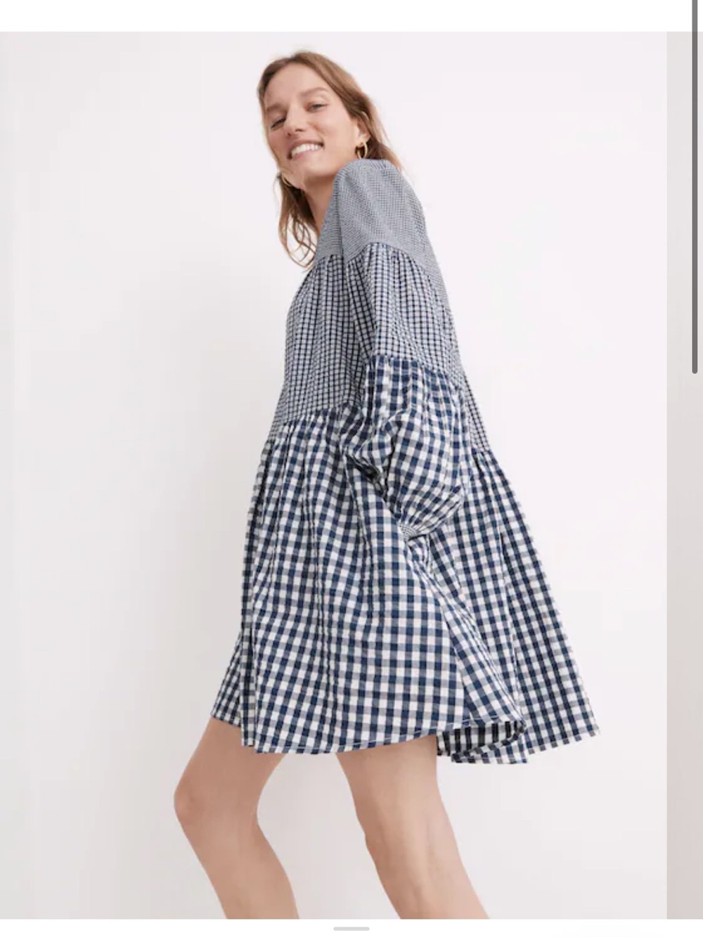 Madewell Blue & White Gingham Mini Dress - Picture 1 of 7